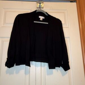 CJ Banks Black Short Cardigan with Button Accents on Sleeves - X